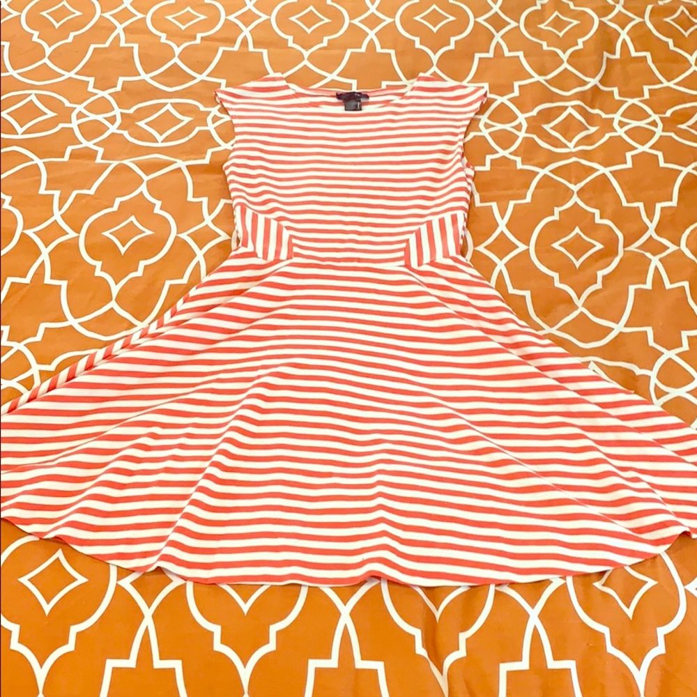 Aqua Orange and White Striped Dress